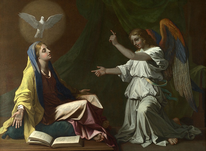 "Kính chào Trinh Nữ đầy ơn phước, Thiên Chúa ở cùng Trinh Nữ".